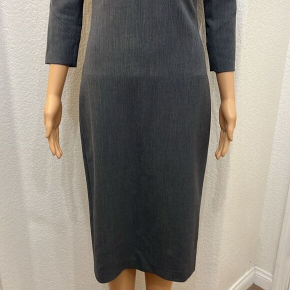 Zara Woman Dress Sz Small Gray 3/4 Sleeve Midi Button Accent Zipper Back Fitted - Picture 5 of 11